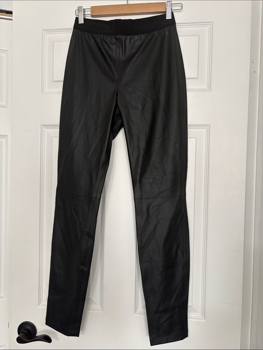 Hugo Boss Black Faux Leather Leggings with Elastic Waist